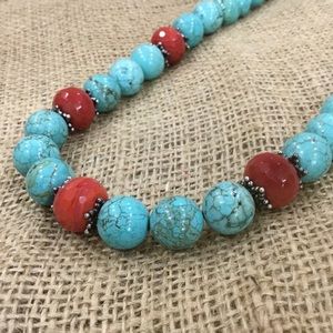 Southwestern turquoise coral necklace